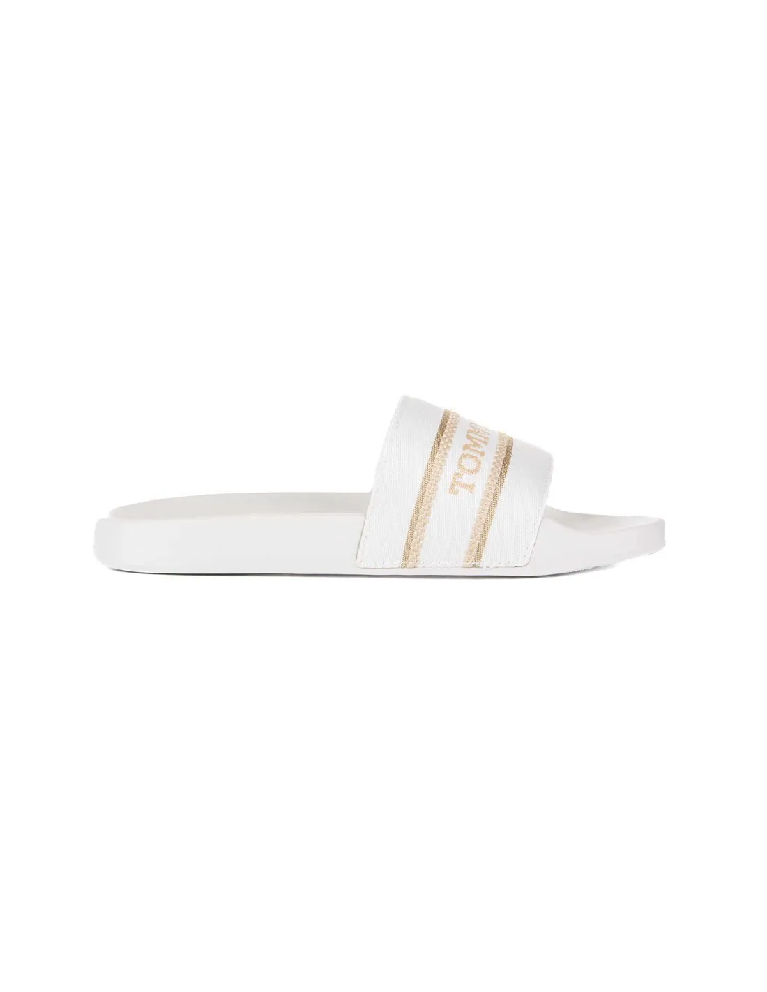 TOMMY HILFIGER - Chanclas blancas Hilfiger Poolslide with Webbing FW0FW07845 Mujer