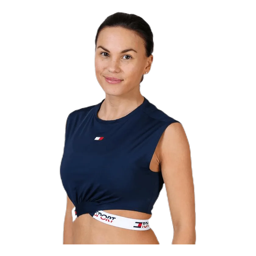 Tommy Hilfiger Sport Cropped T-Shirt Twisted Detail Blue