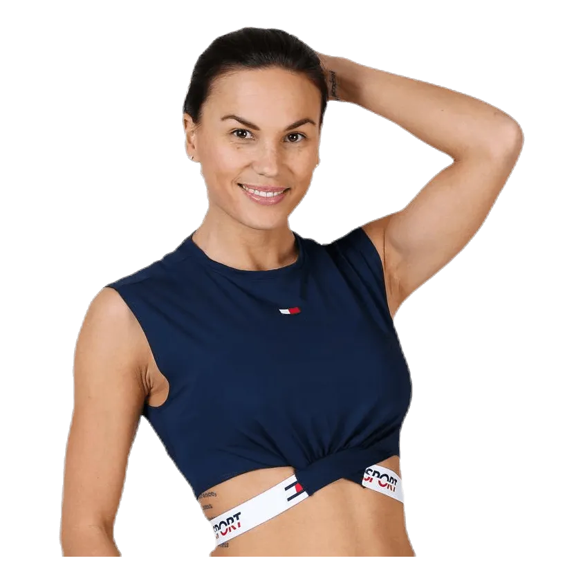 Tommy Hilfiger Sport Cropped T-Shirt Twisted Detail Blue