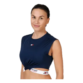 Tommy Hilfiger Sport Cropped T-Shirt Twisted Detail Blue