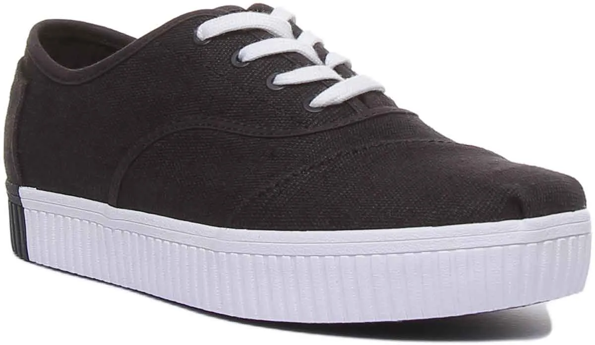 Toms Cordones Zapatillas de lona casuales con cordones para mujer en negro blanco