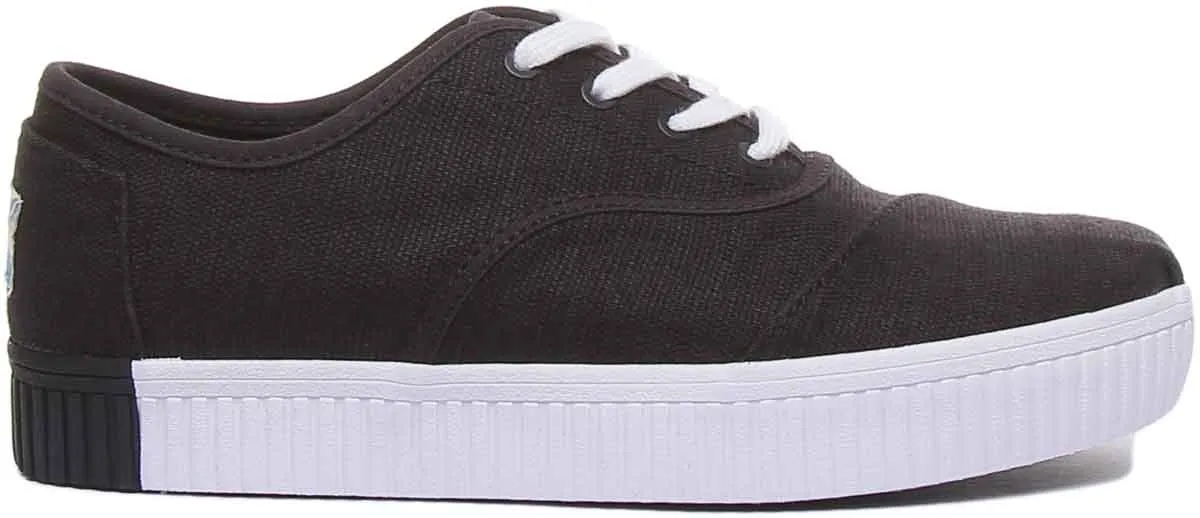 Toms Cordones Zapatillas de lona casuales con cordones para mujer en negro blanco