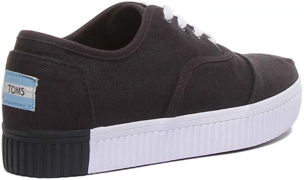 Toms Cordones Zapatillas de lona casuales con cordones para mujer en negro blanco