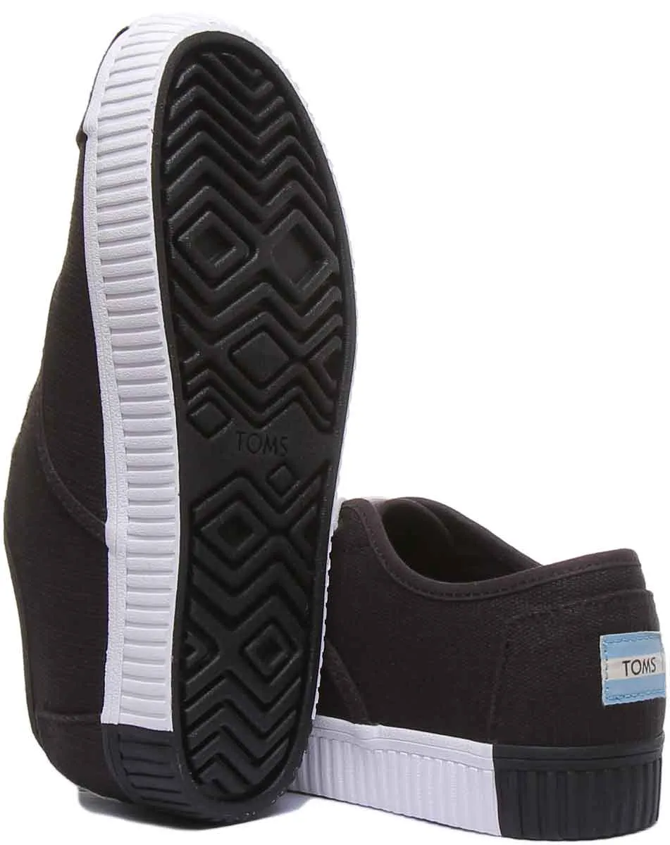 Toms Cordones Zapatillas de lona casuales con cordones para mujer en negro blanco