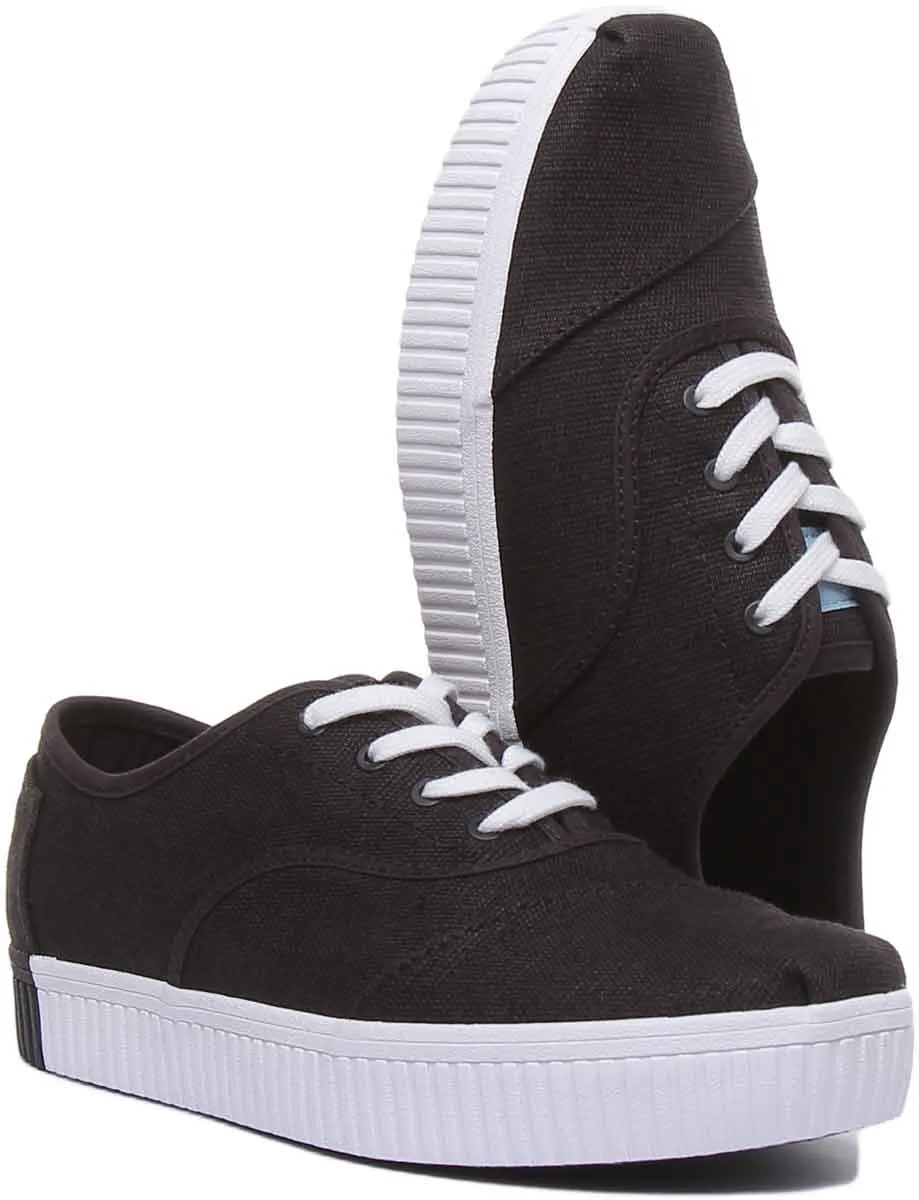 Toms Cordones Zapatillas de lona casuales con cordones para mujer en negro blanco