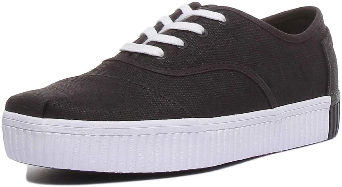 Toms Cordones Zapatillas de lona casuales con cordones para mujer en negro blanco