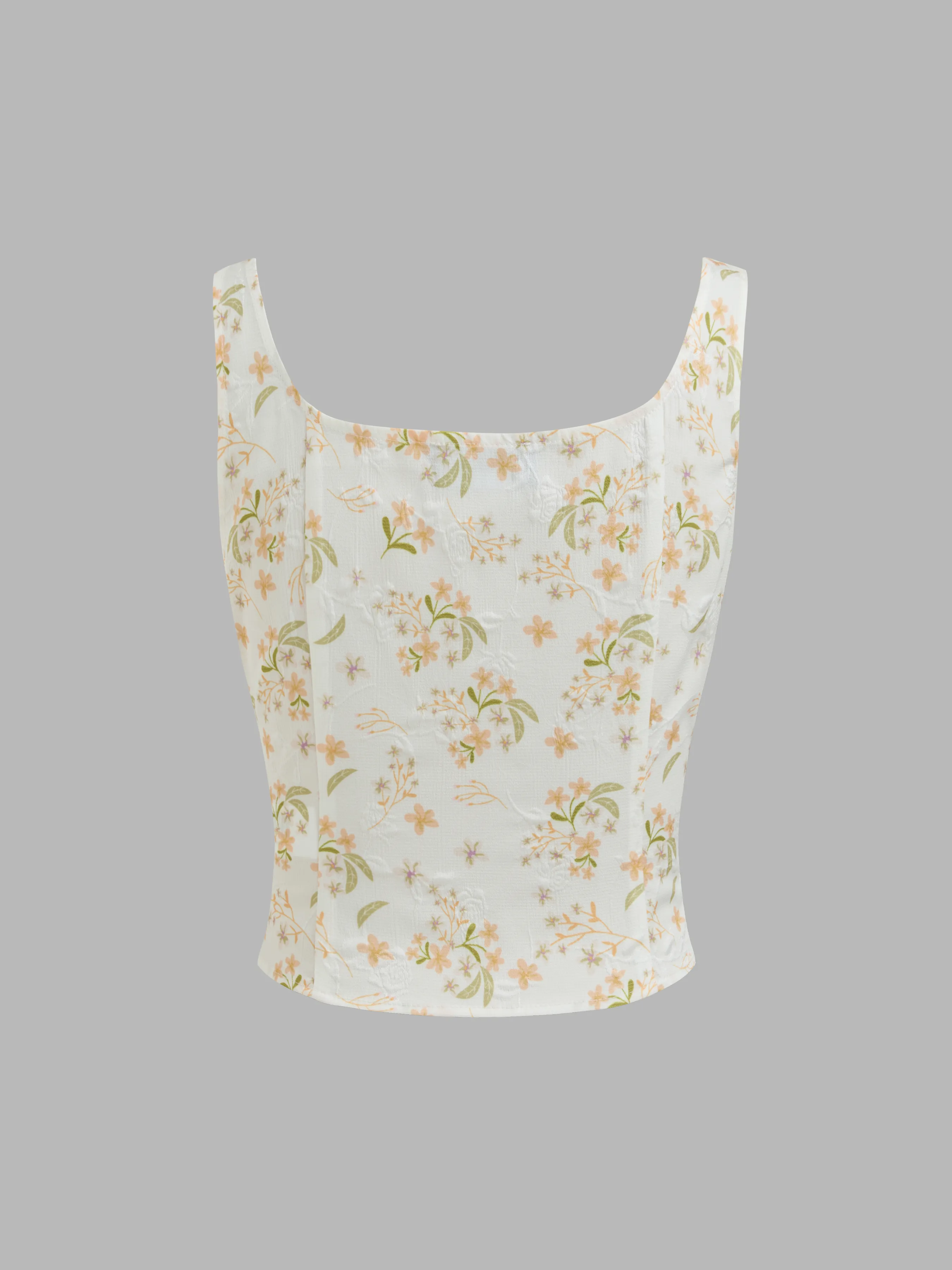 Top Cami Corto Anudado con Cuello Cuadrado y Estampado Floral