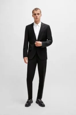 Traje slim fit de mezcla de lana con elástico de alto rendimiento