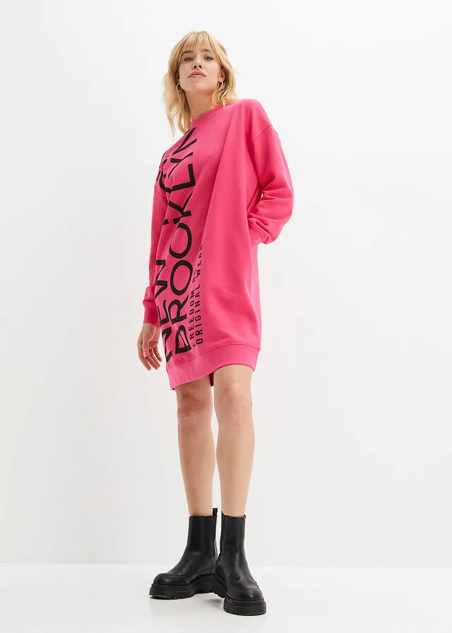 Vestido tipo sudadera Rosa oscuro