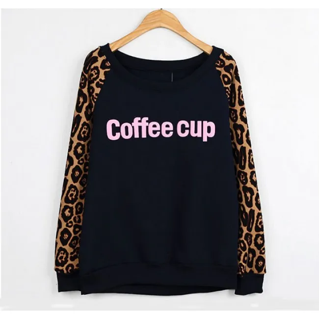 Vintage Leopard Print Letters Sweater 