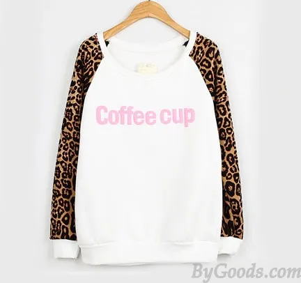 Vintage Leopard Print Letters Sweater 