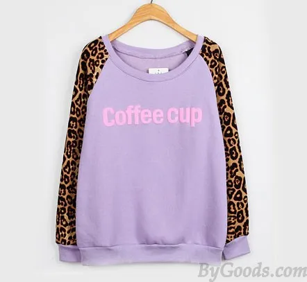 Vintage Leopard Print Letters Sweater 