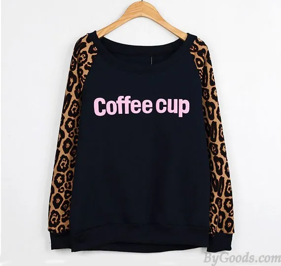 Vintage Leopard Print Letters Sweater 