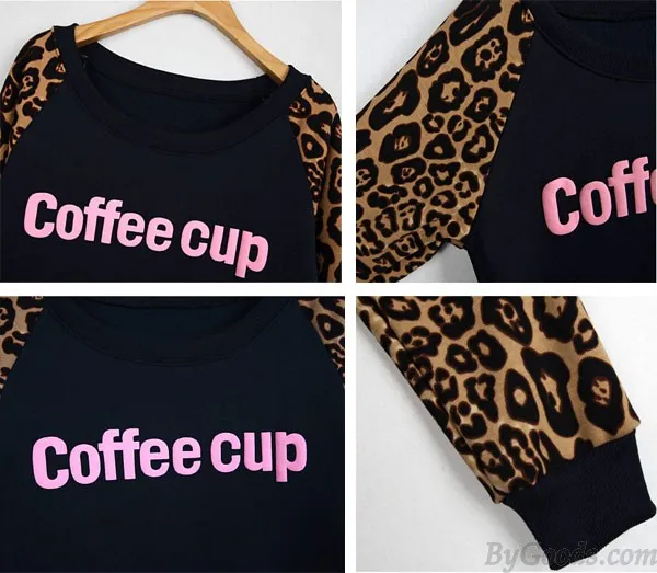 Vintage Leopard Print Letters Sweater 