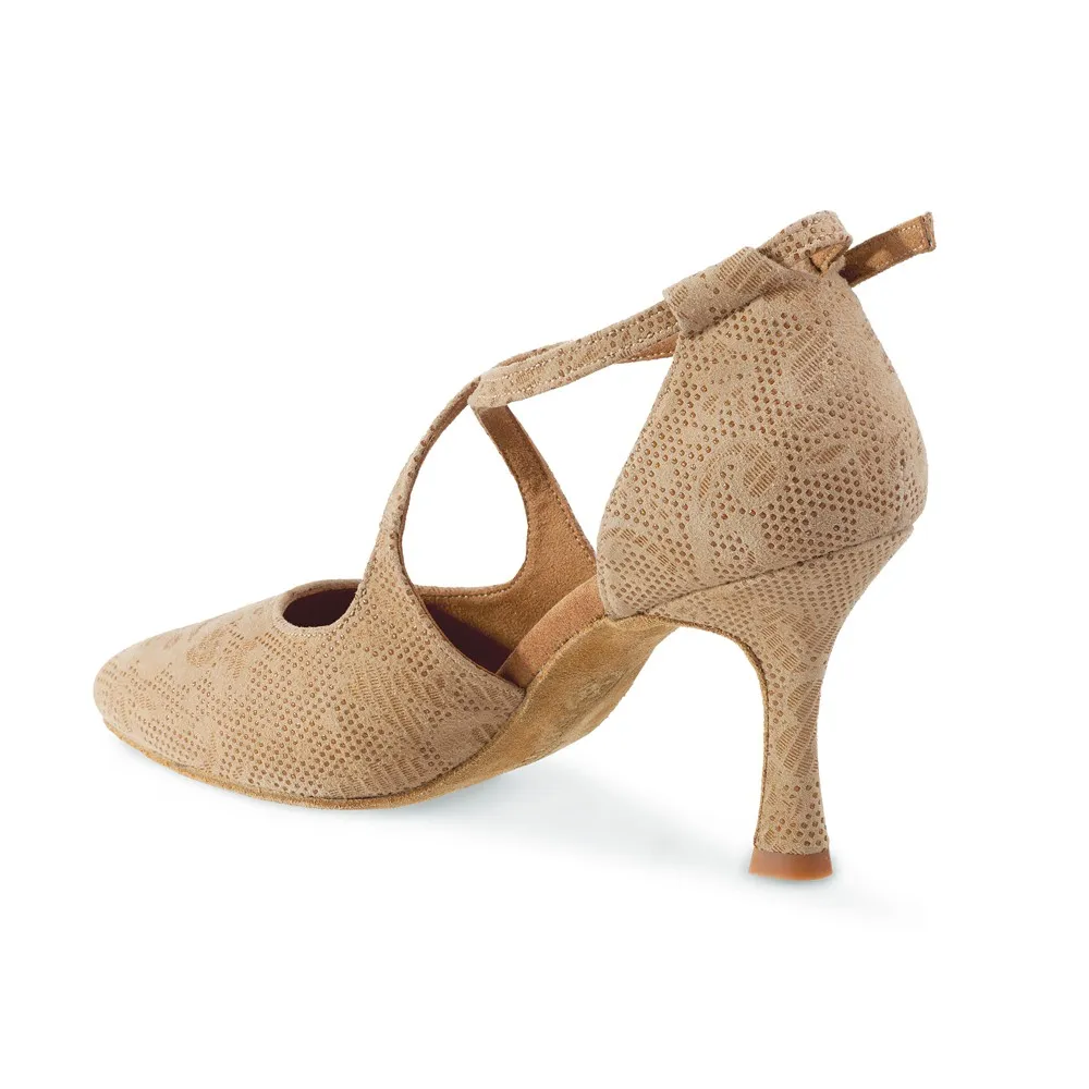 Zapato salon encaje beige-