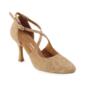 Zapato salon encaje beige-