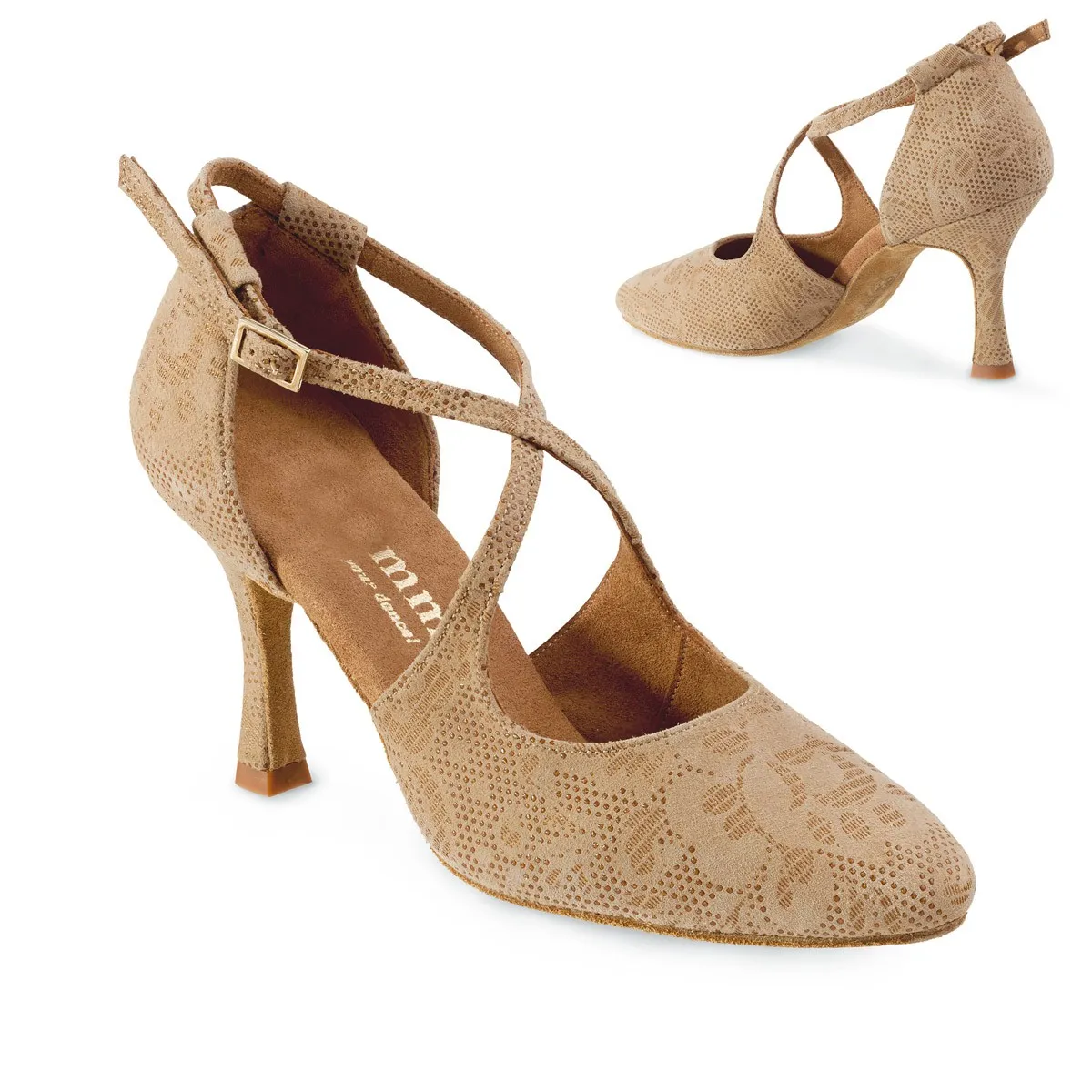 Zapato salon encaje beige-