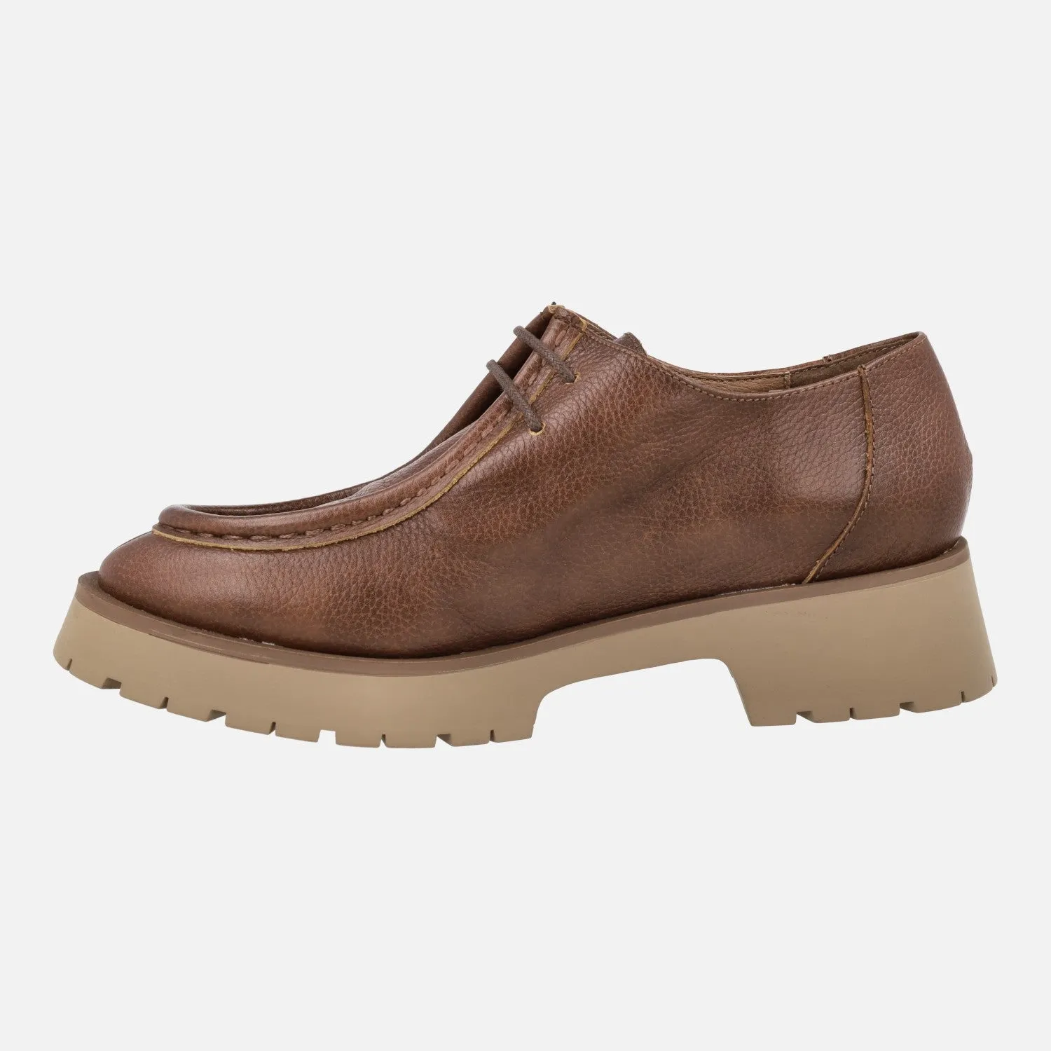 Zapatos de piel con cordones wallabee para mujer