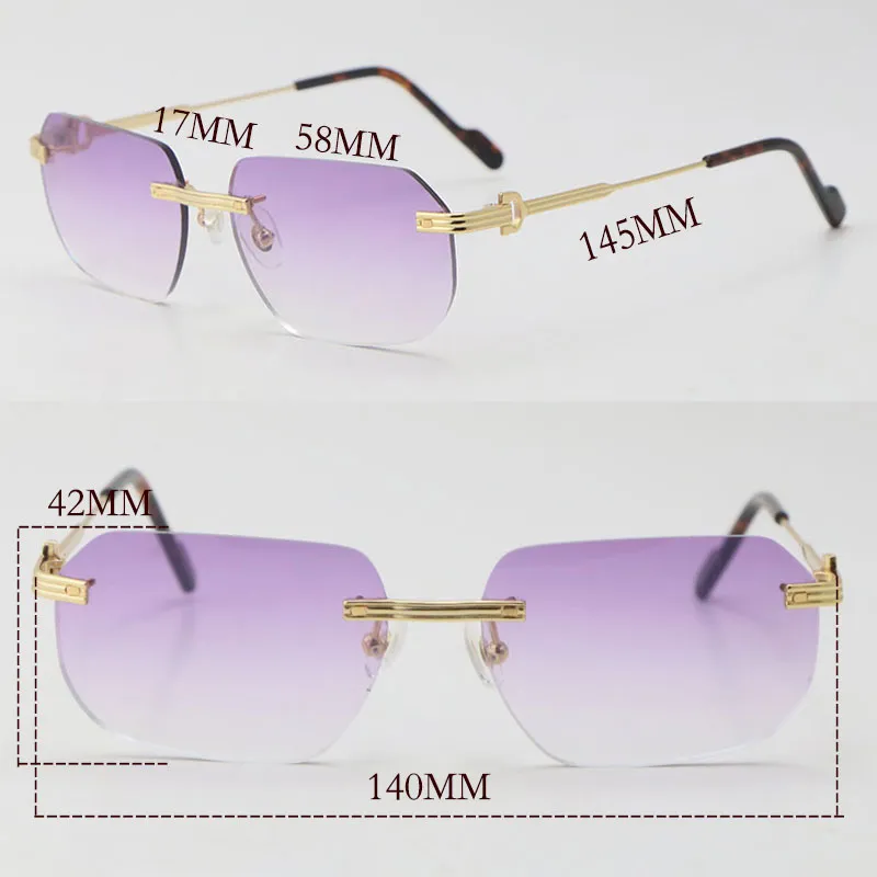 Última moda Hombres Marcos Gafas parasol 0271S Cabeza Compuesto de metal Sin montura Marco óptico Rectángulo clásico Cuadrado 18