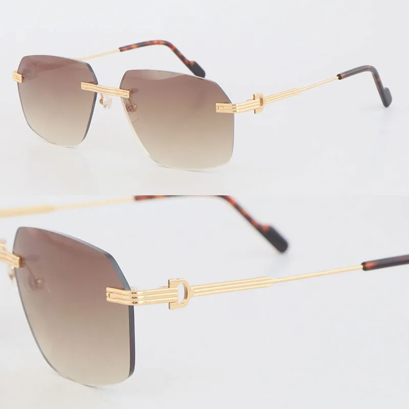 Última moda Metal Marco cuadrado grande 0271S-1 Gafas sin montura Mujer Gafas Hombres Gafas de protección de lujo Diseñador de m