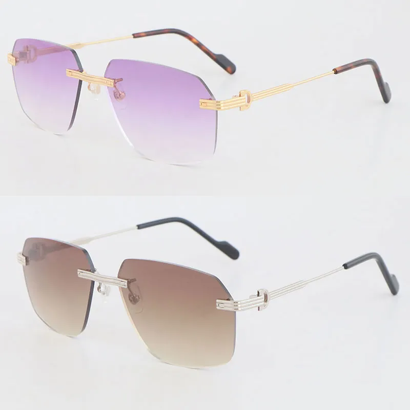 Última moda Metal Marco cuadrado grande 0271S-1 Gafas sin montura Mujer Gafas Hombres Gafas de protección de lujo Diseñador de m