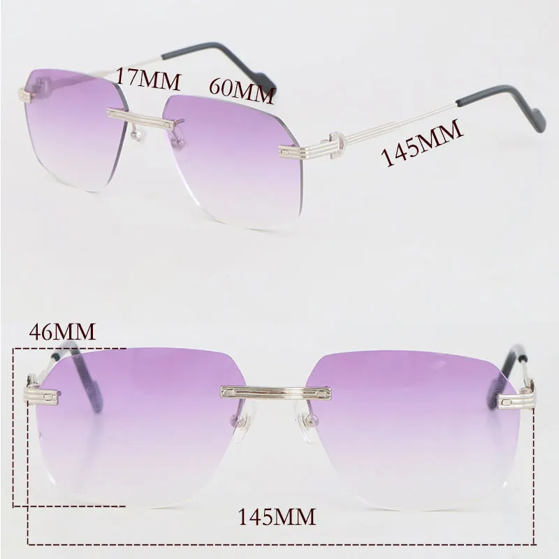 Última moda Metal Marco cuadrado grande 0271S-1 Gafas sin montura Mujer Gafas Hombres Gafas de protección de lujo Diseñador de m